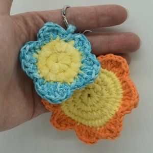 Handcrafted Crochet Daisy keychains Set Of Two